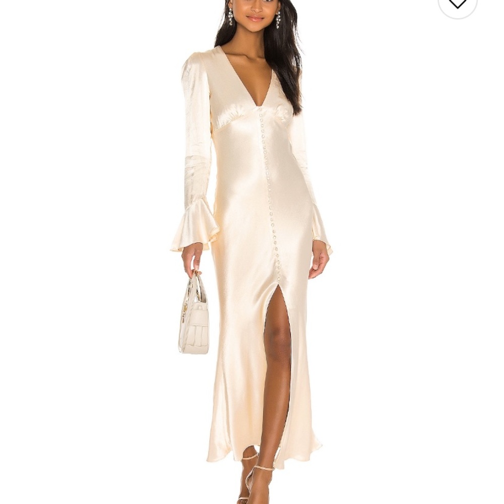 Shona Joy Midi Frill Cuff Bias Midi Dress